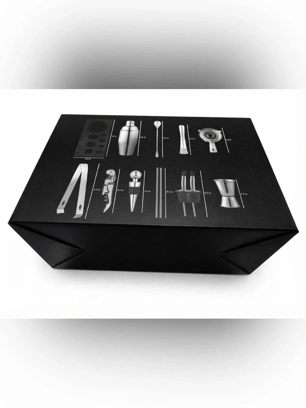 Lucky Street 14-Piece Stainless Steel Cocktail Shaker Set with Bamboo Stand